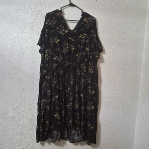 Terra & Sky Black Floral Midi Dress